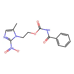 Carbamic acid, benzoyl-, 2-(5-methyl-2-nitro-1H-imidazol-1-yl)ethyl ester structure