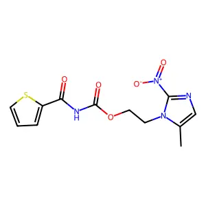 Carbamic acid, (2-thienylcarbonyl)-, 2-(5-methyl-2-nitro-1H-imidazol-1-yl)ethyl ester structure