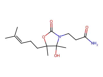 4-Hydroxy-4,5-dimethyl-5-(4-methyl-3-penten-1-yl)-2-oxo-3-oxazolidinepropanamide structure