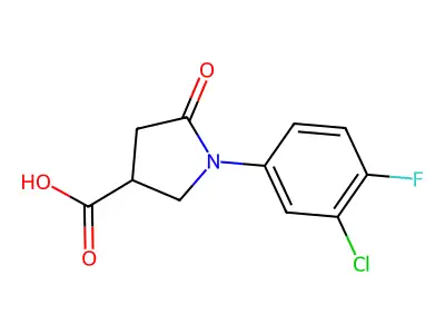 1-(3-Chloro-4-fluorophenyl)-5-oxopyrrolidine-3-carboxylic acid structure