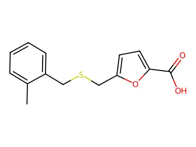 5-({[(2-Methylphenyl)methyl]sulfanyl}methyl)furan-2-carboxylic acid structure