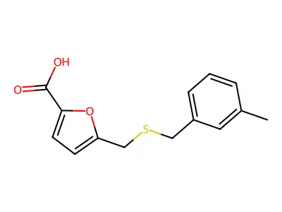 5-{[(3-Methylbenzyl)thio]methyl}-2-furoic acid structure