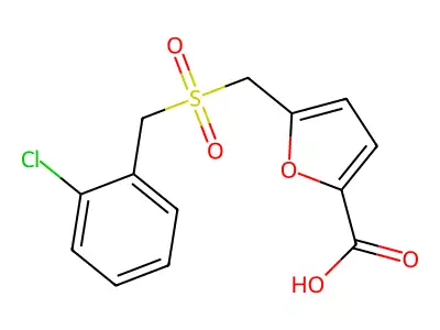 5-{[(2-Chlorobenzyl)sulfonyl]methyl}-2-furoic acid structure