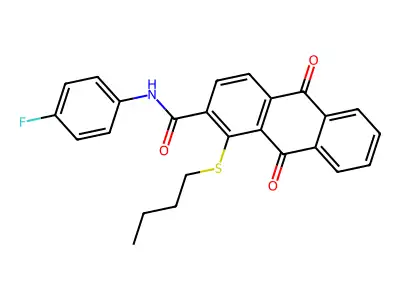1-(Butylthio)-N-(4-fluorophenyl)-9,10-dihydro-9,10-dioxo-2-anthracenecarboxamide structure