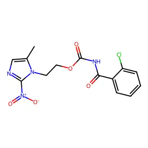 2-(5-methyl-2-nitro-1H-imidazol-1-yl)ethyl 2-chlorobenzoylcarbamate structure