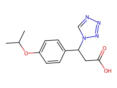 3-(4-isopropoxyphenyl)-3-(1H-tetrazol-1-yl)propanoic acid structure