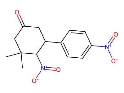 3,3-Dimethyl-4-nitro-5-(4-nitrophenyl)cyclohexanone structure