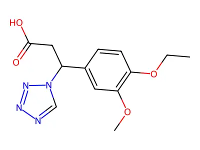 3-(4-ethoxy-3-methoxyphenyl)-3-(1H-tetrazol-1-yl)propanoic acid structure