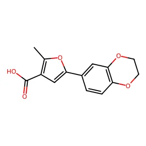 5-(2,3-Dihydro-1,4-benzodioxin-6-yl)-2-methylfuran-3-carboxylic acid structure