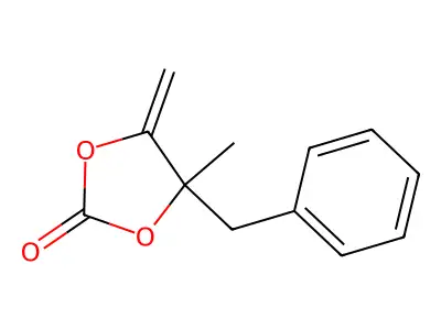 4-benzyl-4-methyl-5-methylidene-1,3-dioxolan-2-one structure