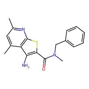 3-amino-N-benzyl-N,4,6-trimethylthieno[2,3-b]pyridine-2-carboxamide structure