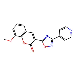 8-methoxy-3-(3-(pyridin-4-yl)-1,2,4-oxadiazol-5-yl)-2H-chromen-2-one structure