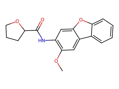 N-(2-methoxy-3-dibenzofuranyl)-2-oxolanecarboxamide structure