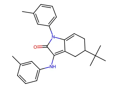 5-tert-butyl-1-(3-methylphenyl)-3-[(3-methylphenyl)amino]-1,4,5,6-tetrahydro-2H-indol-2-one structure
