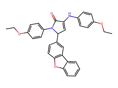 2-dibenzofuran-2-yl-4-(4-ethoxyanilino)-1-(4-ethoxyphenyl)-2H-pyrrol-5-one structure