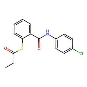 S-[2-[(4-chlorophenyl)carbamoyl]phenyl] propanethioate structure