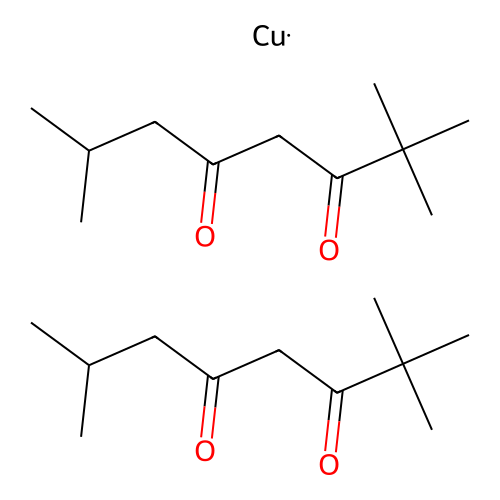 Copper;bis(2,2,7-trimethyloctane-3,5-dione) structure