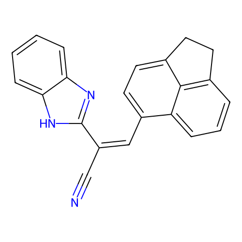 2-(1H-benzimidazol-2-yl)-3-(1,2-dihydroacenaphthylen-5-yl)prop-2-enenitrile structure