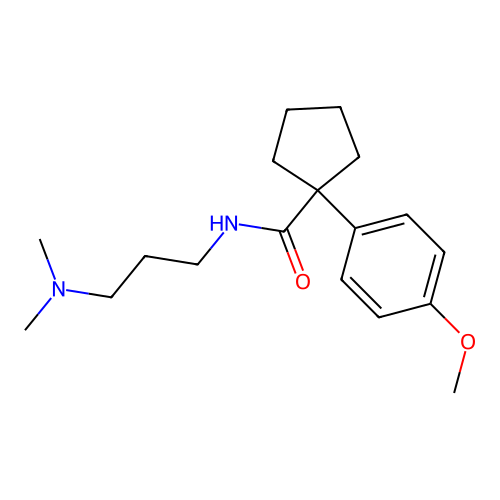 N-[3-(dimethylamino)propyl]-1-(4-methoxyphenyl)cyclopentanecarboxamide structure