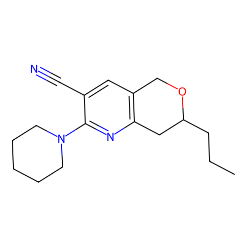 2-(1-piperidinyl)-7-propyl-7,8-dihydro-5H-pyrano[4,3-b]pyridine-3-carbonitrile structure
