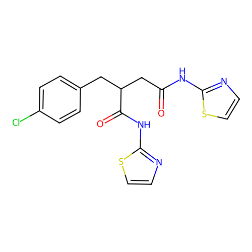 2-(4-chlorobenzyl)-N,N'-di(1,3-thiazol-2-yl)butanediamide structure