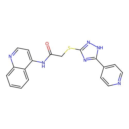 2-{[5-(pyridin-4-yl)-4H-1,2,4-triazol-3-yl]sulfanyl}-N-(quinolin-4-yl)acetamide structure