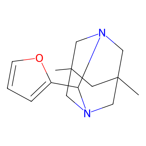 (1r,5R,7S)-2-(furan-2-yl)-5,7-dimethyl-1,3-diazaadamantane structure