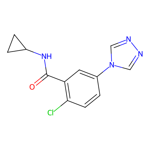 2-chloro-N-cyclopropyl-5-(4H-1,2,4-triazol-4-yl)benzamide structure