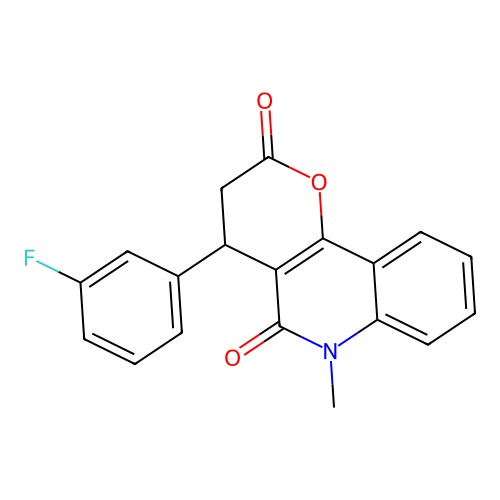 4-(3-fluorophenyl)-6-methyl-4,6-dihydro-2H-pyrano[3,2-c]quinoline-2,5(3H)-dione structure