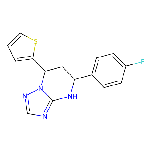 5-(4-fluorophenyl)-7-(thiophen-2-yl)-4,5,6,7-tetrahydro[1,2,4]triazolo[1,5-a]pyrimidine structure