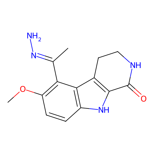 1H-Pyrido(3,4-b)indol-1-one, 2,3,4,9-tetrahydro-5-(1-hydrazonoethyl)-6-methoxy- structure