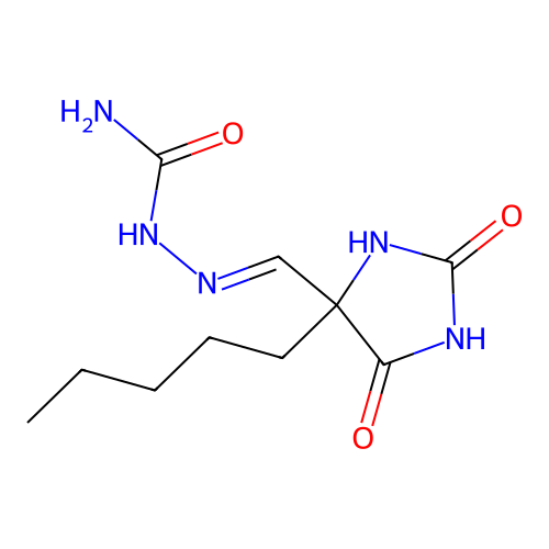 [(E)-(2,5-dioxo-4-pentylimidazolidin-4-yl)methylideneamino]urea structure
