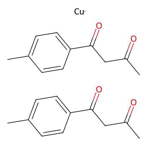 Copper;bis(1-(4-methylphenyl)butane-1,3-dione) structure