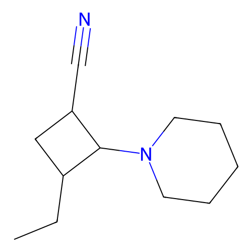 3-Ethyl-2-(1-piperidinyl)cyclobutanecarbonitrile structure