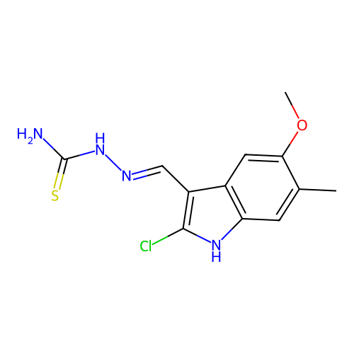 [[(Z)-(2-chloro-5-methoxy-6-methylindol-3-ylidene)methyl]ami structure