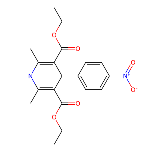 3,5-Pyridinedicarboxylic acid, 1,4-dihydro-1,2,6-trimethyl-4-(4-nitrophenyl)-, diethyl ester structure