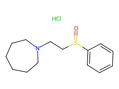 1H-Azepine, hexahydro-1-(2-(phenylsulfinyl)ethyl)-, hydrochloride structure