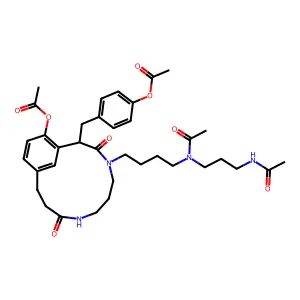 [4-[[9-[4-[3-acetamidopropyl(acetyl)amino]butyl]-13-acetyloxy-4,10-dioxo-5,9-diazabicyclo[10.3.1]hexadeca-1(16),12,14-trien-11-yl]methyl]phenyl] acetate structure