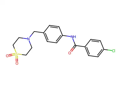 4-chloro-N-{4-[(1,1-dioxo-1lambda~6~,4-thiazinan-4-yl)methyl]phenyl}benzamide structure