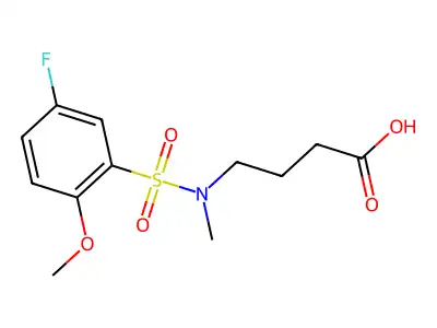 4-[[(5-Fluoro-2-methoxyphenyl)sulfonyl](methyl)amino]butanoic acid structure