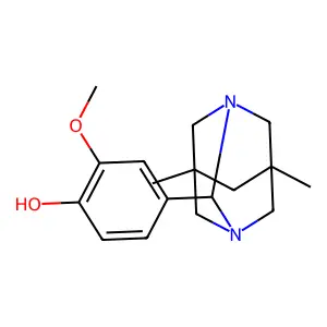 4-(5,7-Dimethyl-1,3-diaza-tricyclo[3.3.1.1*3,7*]dec-2-yl)-2-methoxy-phenol structure
