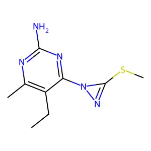 5-ethyl-4-methyl-6-[3-(methylsulfanyl)-1H-diaziren-1-yl]pyrimidin-2-amine structure