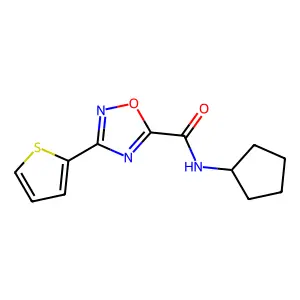 N-cyclopentyl-3-thiophen-2-yl-1,2,4-oxadiazole-5-carboxamide structure