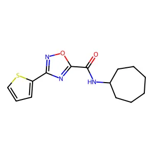 N-cycloheptyl-3-thiophen-2-yl-1,2,4-oxadiazole-5-carboxamide structure