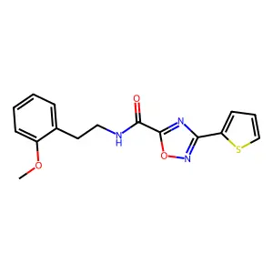 N-[2-(2-methoxyphenyl)ethyl]-3-thiophen-2-yl-1,2,4-oxadiazole-5-carboxamide structure