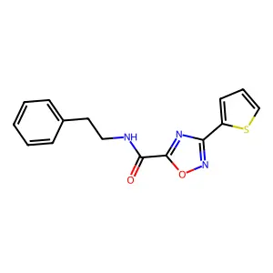 N-(2-phenylethyl)-3-(2-thienyl)-1,2,4-oxadiazole-5-carboxamide structure