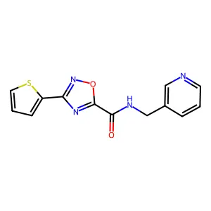 N-(3-pyridinylmethyl)-3-(2-thienyl)-1,2,4-oxadiazole-5-carboxamide structure