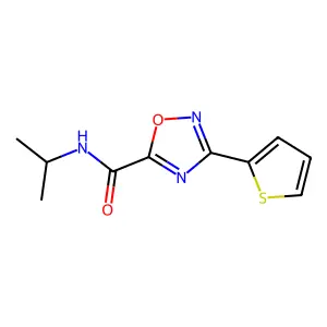 N-propan-2-yl-3-thiophen-2-yl-1,2,4-oxadiazole-5-carboxamide structure