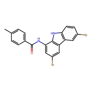 N-(3,6-dibromo-9H-carbazol-1-yl)-4-methylbenzamide structure