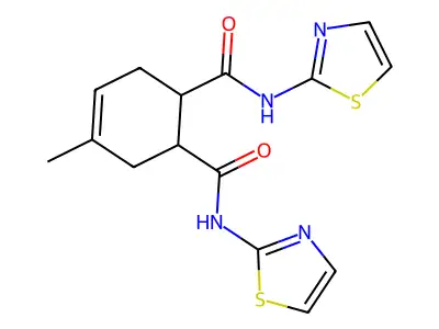4-methyl-1-N,2-N-bis(1,3-thiazol-2-yl)cyclohex-4-ene-1,2-dicarboxamide structure
